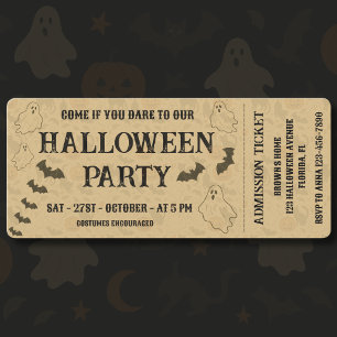 Invitación Vintage Spooky Halloween Party Ticket