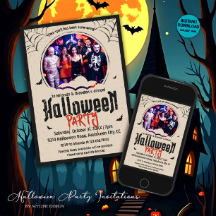 Invitación Vintage Spooky Photo Halloween Party