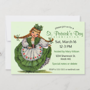 Invitación Vintage St. Patrick's Day Chica