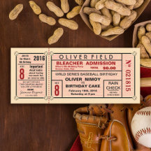 Vintage Stadium Ticket Béisbol Cumpleaños