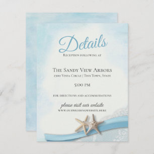 Invitación Vintage Starfish and Lace Details and Info Blue