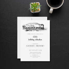 Invitación Vintage Steam Train fiesta de cumpleaños número 60