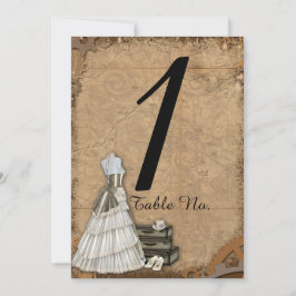 Invitación Vintage Steampunk Bride Boda Número de tabla
