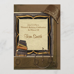 Invitación Vintage Steampunk Collage Cumpleaños