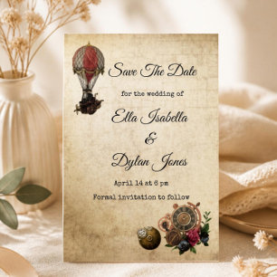 Invitación Vintage Steampunk Save the Date Victoriano