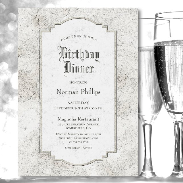 Invitación Vintage Stone Birthday Dinner (Subido por el creador)