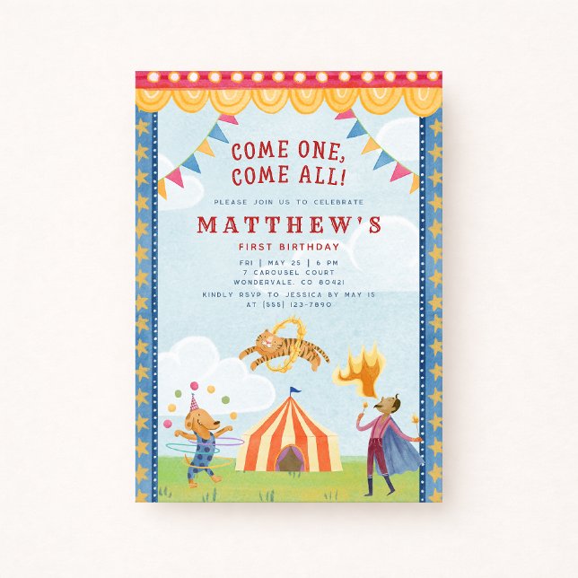 Invitación Vintage Storybook Circus First Birthday Invitation (Subido por el creador)