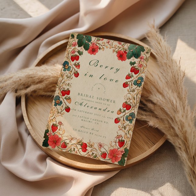 Invitación Vintage Strawberry Botanical Bridal Shower (Subido por el creador)