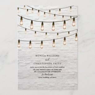 Invitación Vintage String Lights White Brick Virtual