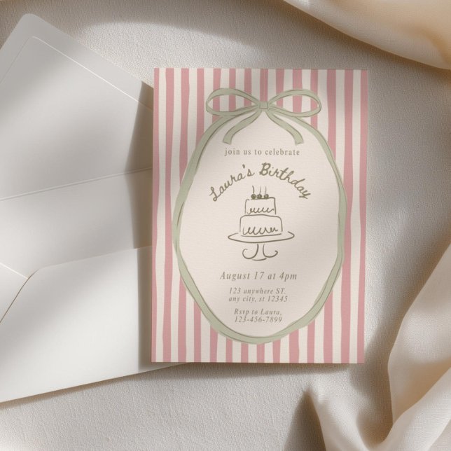Invitación Vintage Striped Birthday Invitation, Whimsical Han (Subido por el creador)