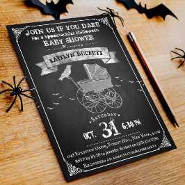 Invitación Vintage Stroller Halloween Baby Shower
