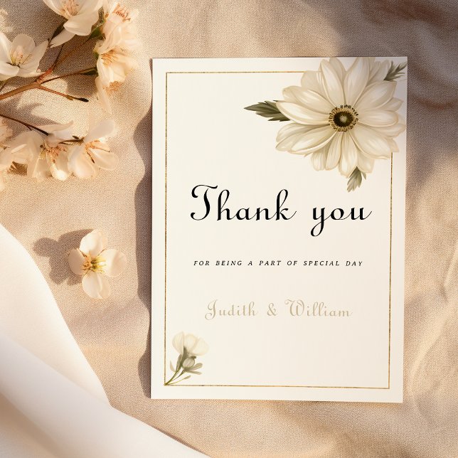 Invitación Vintage style rustic daisy flower Thank You (Vintage style rustic daisy flower Thank You)