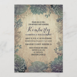 Invitación Vintage suculta a la fiesta de cumpleaños de la ma