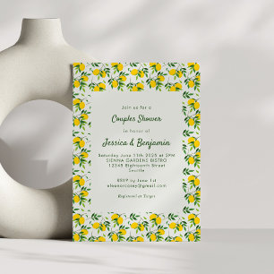Invitación Vintage Summer Lemon Fruit Pattern Ducha Parejas