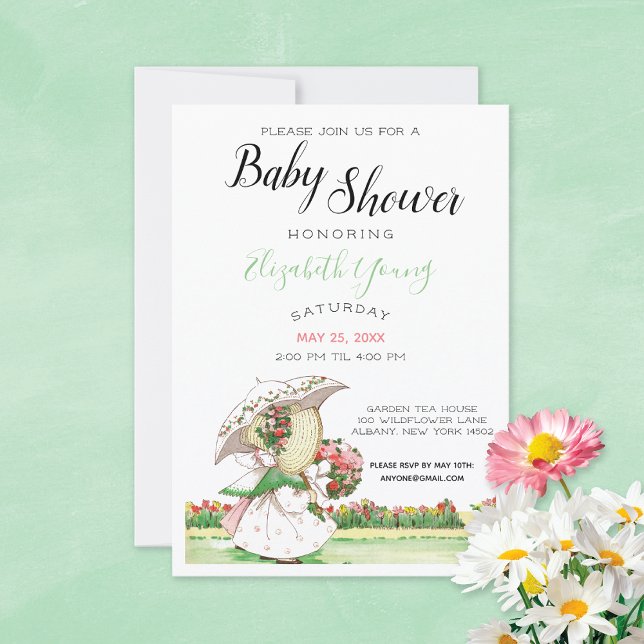 Invitación Vintage Sunbonnet Chicas Garden Baby Shower (Subido por el creador)
