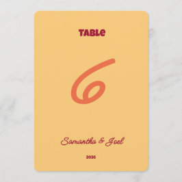 Invitación Vintage Sunset Retro Wedding Table Number