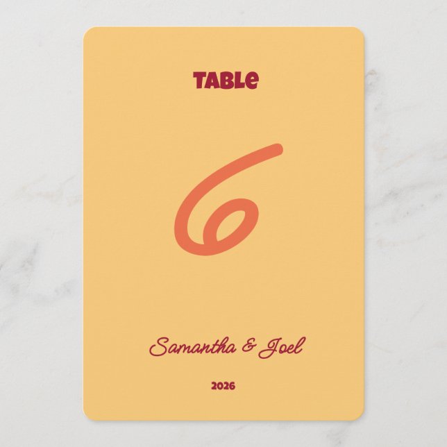 Invitación Vintage Sunset Retro Wedding Table Number (Anverso)