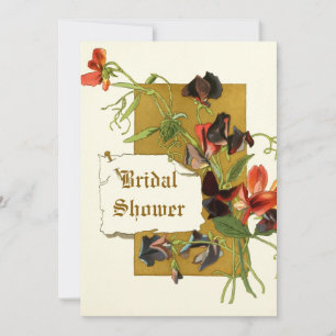Invitación Vintage sweet pea flowers wedding bridal shower