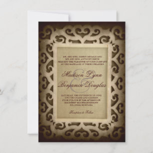 Invitación Vintage Swirl Frame Rustic Country Wedding