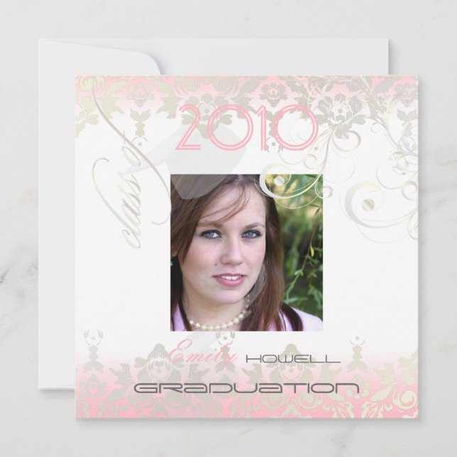 Invitación Vintage/Swirls/Damask/Graduados (Anverso)
