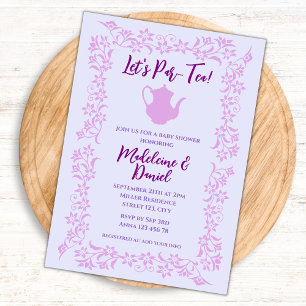 Invitación Vintage Tea Fiesta Baby Shower Lavender Floral