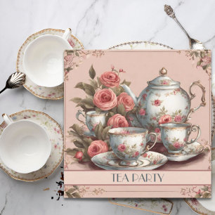 Invitación Vintage Teacup Floral Bridal Shower Tea Fiesta