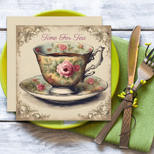 Invitación Vintage TeaCup Floral Bridal Shower Tea Fiesta