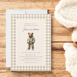 Invitación Vintage Teddy Baby Shower