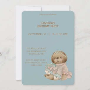 Invitación Vintage Teddy Bear Birday