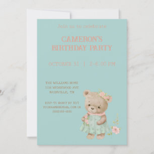 Invitación Vintage Teddy Bear Birday