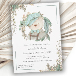 Invitación Vintage Teddy Bear lindo Baby Shower para el niño