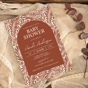 Invitación Vintage Terracotta Wildflower Baby Shower