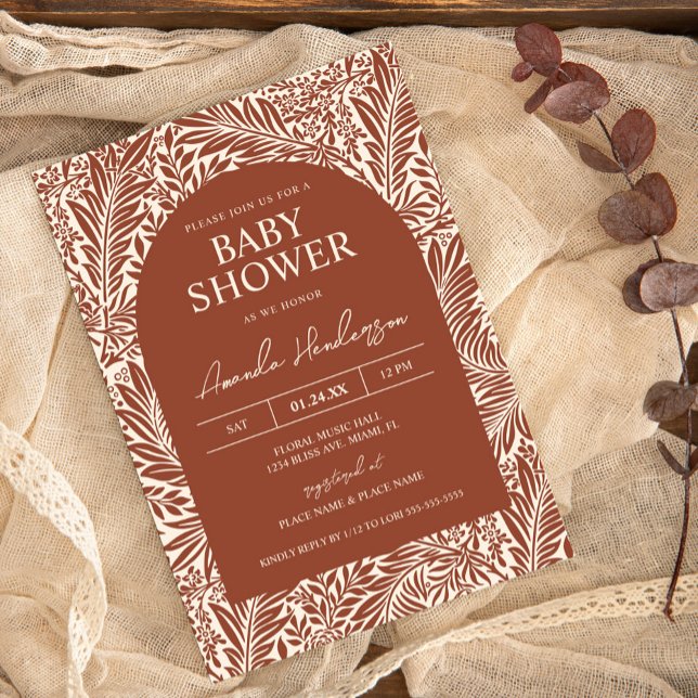 Invitación Vintage Terracotta Wildflower Baby Shower (Subido por el creador)