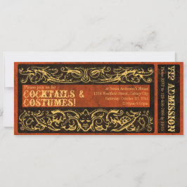 Invitación Vintage Ticket Cocktails and Costumes Fiesta