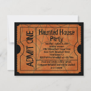 Invitación Vintage Ticket obsesionado con la Halloween de la 