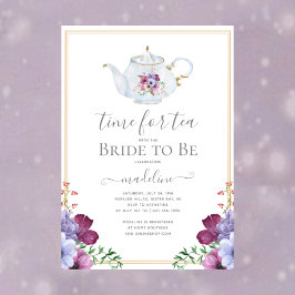 Invitación Vintage Time For Tea Floral Bridal Shower