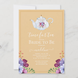 Invitación Vintage Time For Tea Floral Despedida de Soltera