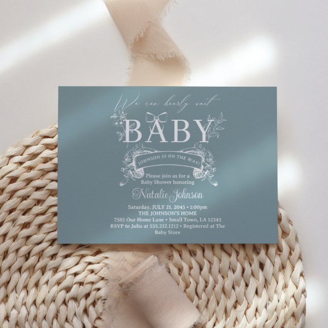 Invitación Vintage Timeless Floral Blue Baby Shower (Subido por el creador)