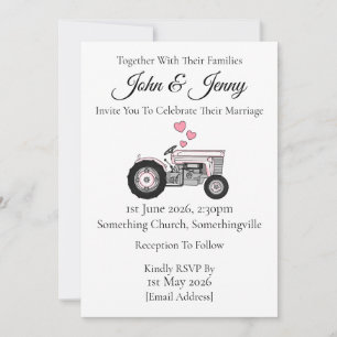 Invitación Vintage Tractor Wedding Invitando a agricultores