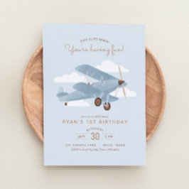 Invitación Vintage Travel Airplane Boy Birday Party