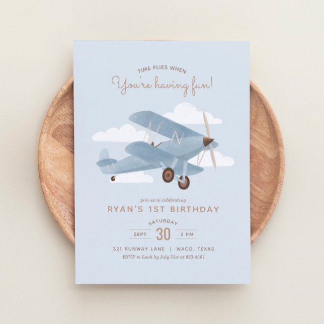 Invitación Vintage Travel Airplane Boy Birday Party (Subido por el creador)