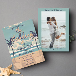 Invitación Vintage Tropical Beach Destination Wedding Photo