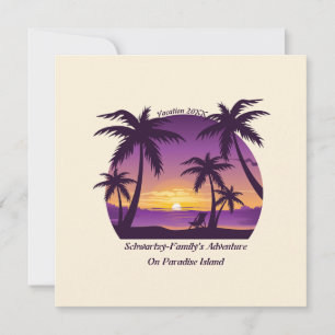 Invitación Vintage Tropical Beach Summer Sunset Palm Tree