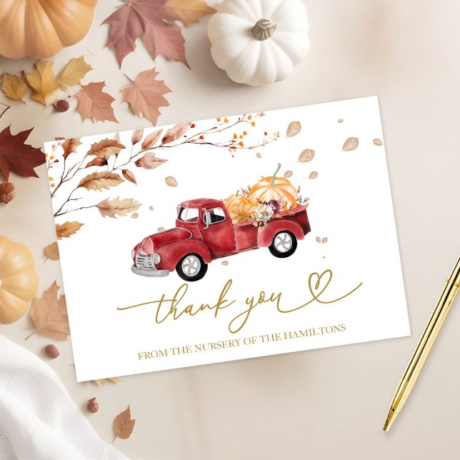 Invitación Vintage Truck Fall Baby Shower Gracias (Subido por el creador)