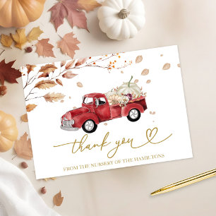 Invitación Vintage Truck Fall Baby Shower Gracias