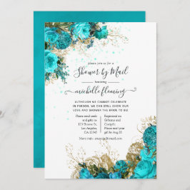 Invitación Vintage Turquoise and Gold Bridal Shower por corre