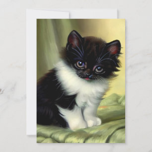 Invitación Vintage Tuxedo Kitten Ilustracion