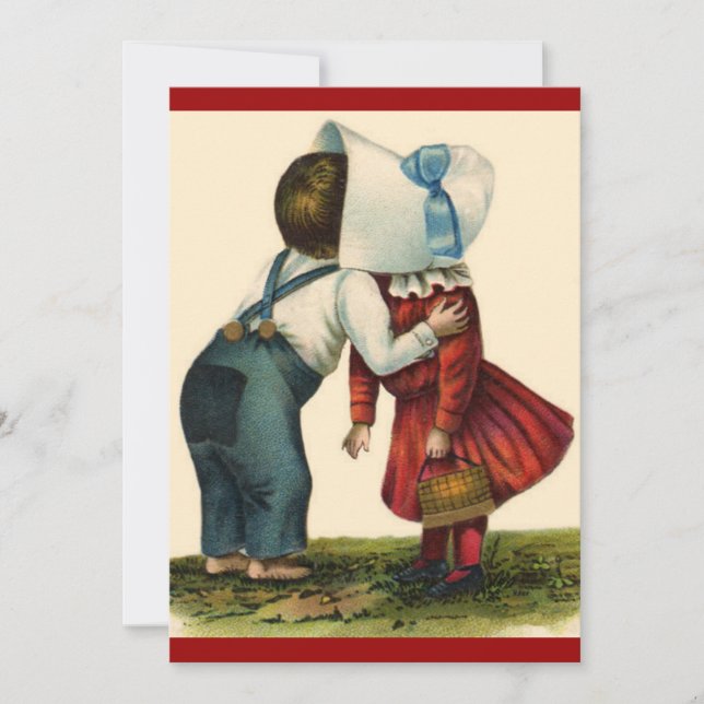 Invitación Vintage Valentine First Kiss Day (Anverso)