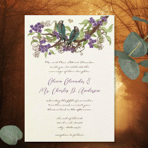 Vintage Verde azulado Love Bird Boda de Flores Púr