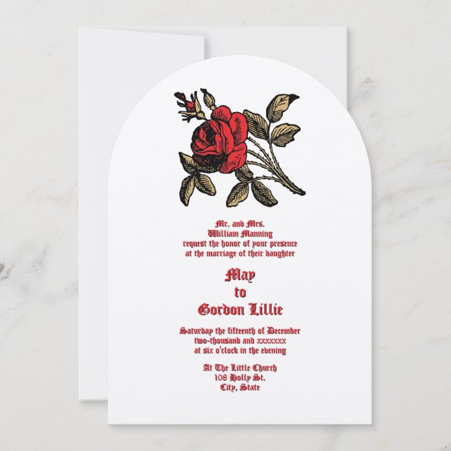 Invitación Vintage Victoria Era Floral Rose (Anverso)
